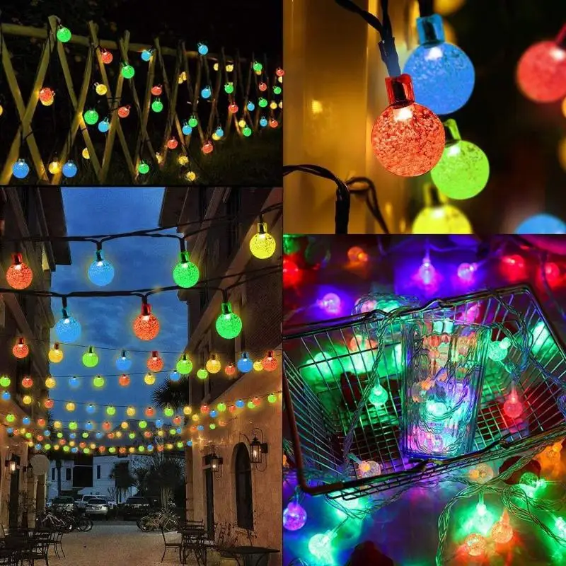 

30/50LED Solar Bubble Ball Colorful String Light Wedding Fairy Decorative Light Easy to Install and Simple Operate
