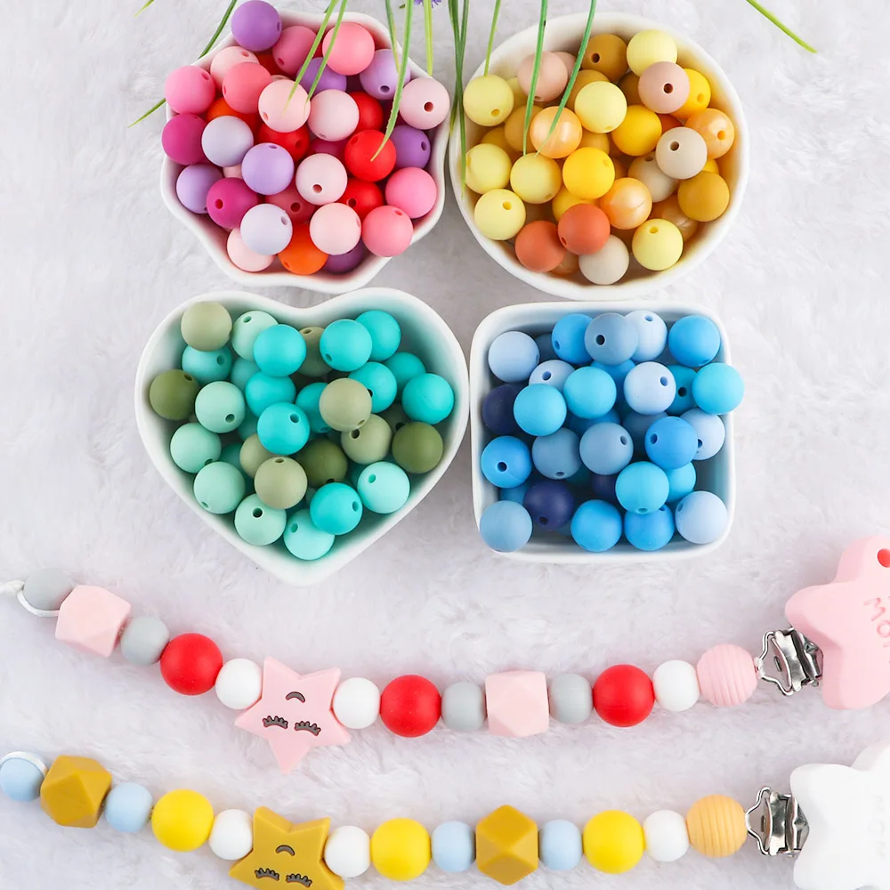 500 Pcs Silicone Beads Bulk Kit 12mm Bead with Rope for DIY Jewelry Craft  Making