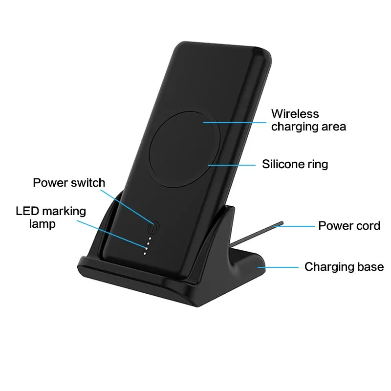 10000mah inalámbrico cargador banco de potencia con soporte de Base para iPhone 8 XR XS Max Xiaomi