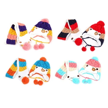 

Autumn Winter New Children Hat Bear Shape Hat Scarf Two-piece Suit Kids Winter Warm Supplies New Arrival