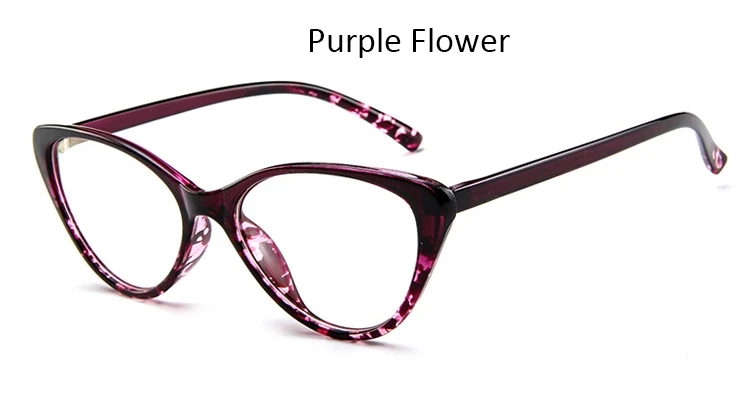 Purple Flower Сексуальная кошачий глаз Blu ray оправа, новые модные женские очки, оправа, брендовая дизайнерская оптическая оправа для очков, винтажные круглые прозрачные очки - Цвет оправы: Purple Flower