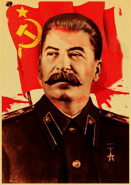 Lenin Joseph Stalin Portrait CCCP USSR Retro Kraft Paper Posters Art Painting for Home Wall Prints Sticker Decorative