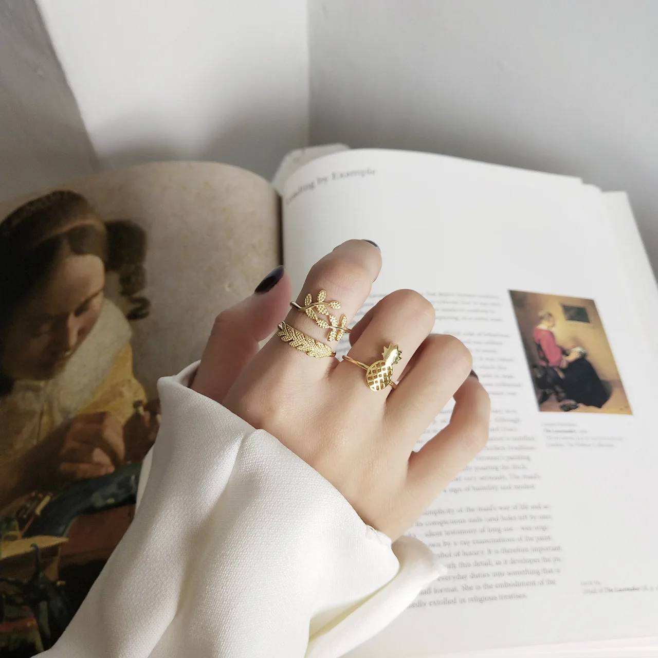 925 Sterling Silver European Simple Fruit Pineapple Leaf Malt Ring Women Classic Fashion Party Jewelry Girlfriend Gift - Image 6