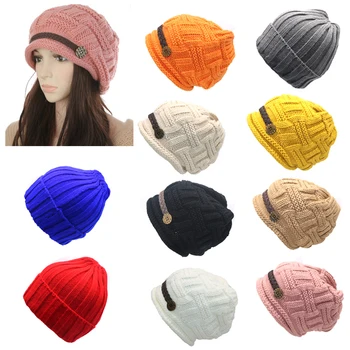 

Autumn Winter Hat for Women Girls Braided Knitted Hat Cap Skullies Beanies Gorros Solid Color Cute Warmer Bonnet Hat and Cap