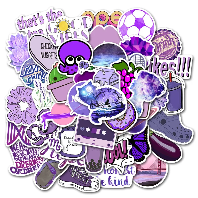 50 Pcs Kpop Stickers Little Fresh Purple, Amazon Popular, Non Infringing Luggage Stickers, Waterproof Guitar Stickers TZ141G