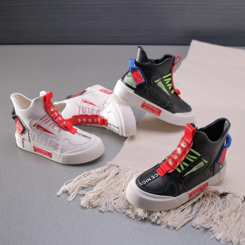 Детская обувь для мальчиков, высокие кроссовки, повседневная обувь, зимняя плюшевая спортивная обувь, мягкая подошва, нескользящая, износостойкая, SGF007