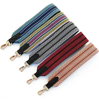 

Nylon Striped Colorful Bag Strap Women Rainbow Adjustable Shoulder Hanger Handbag Straps Decorative Handle DIY Bag Accessories