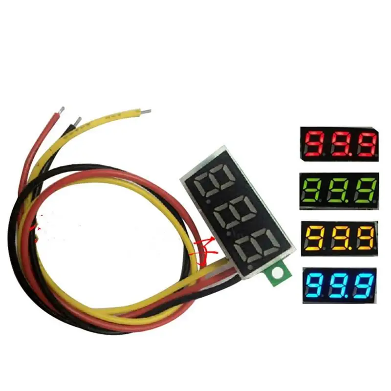 Mini medidor de voltaje de 3 cables, voltímetro con pantalla LED, Panel Digital, voltímetro, Detector, herramientas de control, 0,28 pulgadas, CC 0-100V