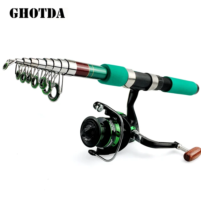 1.8-3.6m Telescopic Fishing Rod & Reel Combo Baitcasting/Spinning