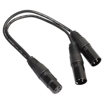 

3 Pin XLR Female Jack to Dual 2 Male Plug Y Splitter Cable Adaptor Cord 1Ft New