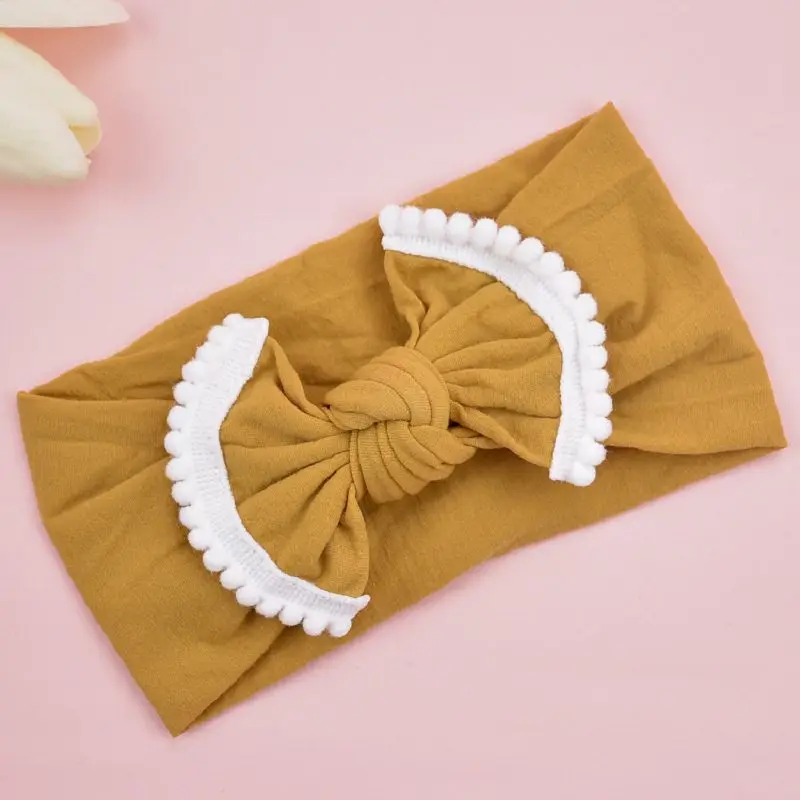 Повязка на голову детская эластичная нейлоновая с бантом тюрбан