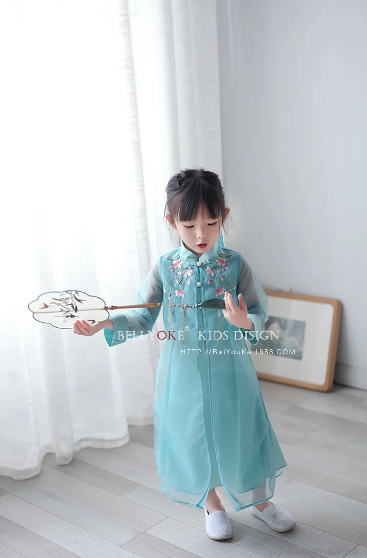 Bei you ke Origional Chinese-style Chinese Clothing Girls' Shirt Spring And Autumn New Products Children Organza Dress 21593