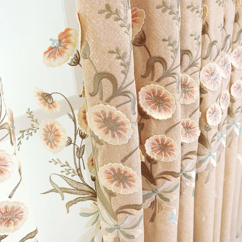 

Manufacturers Direct European Embroidery Curtain Fabrics Bedroom Shade Down Curtains for Living Room Luxury European