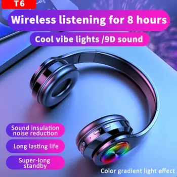

T6 RGB Gaming Headset Wireless Bluetooth Multi-Mode Game Headphone with Colorful Lights HD Stereo Sports Earphone for LOL PUBG