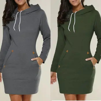 

Women Hooded Autumn And Winter Dress Womens Pullovers Fashion Lady Sweatshirts Long Sleeve Sweatshirts Dress Plus Size Dresses