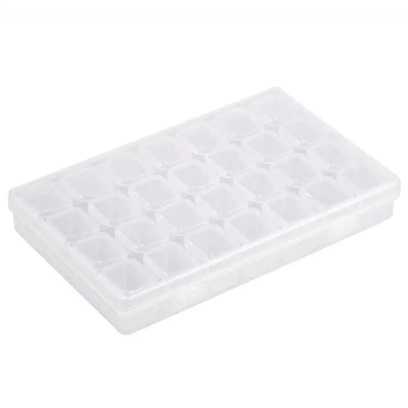 Коробка для сверления ногтей пластиковая пустая коробка можно открыть отдельно, чтобы закрыть ящик для хранения 28 квадратная коробка пластиковый контейнер для хранения