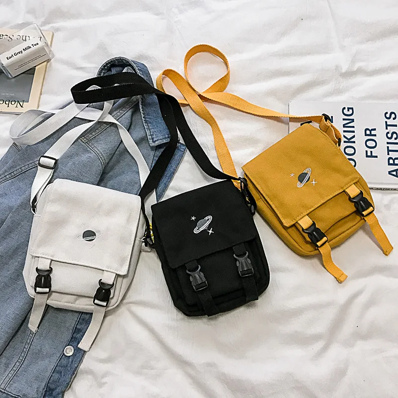 

Canvas Crossbody Bags for Women Men 2019 New Unisex Embroidery Planet Hasp Zipper Shoulder Bags Messenger Bags Handbags