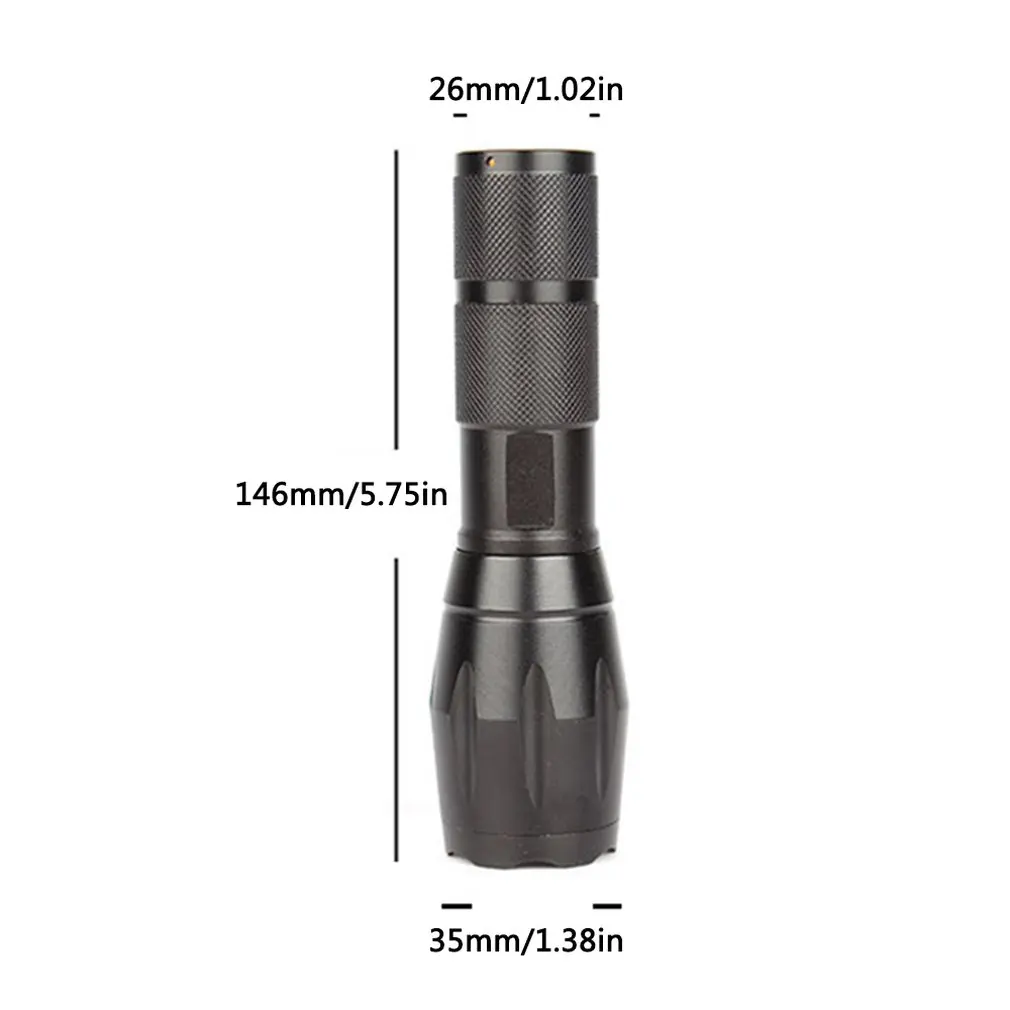 T6 Glare Charging Flashlight Hunting Aluminum Led Flashlights A100 Telescopic Zoom Outdoor TacticsBlack Practical Flashlight