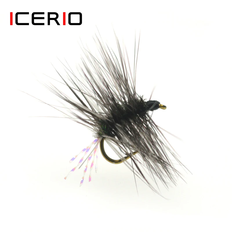 ICERIO 6PCS #12 Griffith's Gnat Dry Fly Trout Fly Fishing Lure Baits