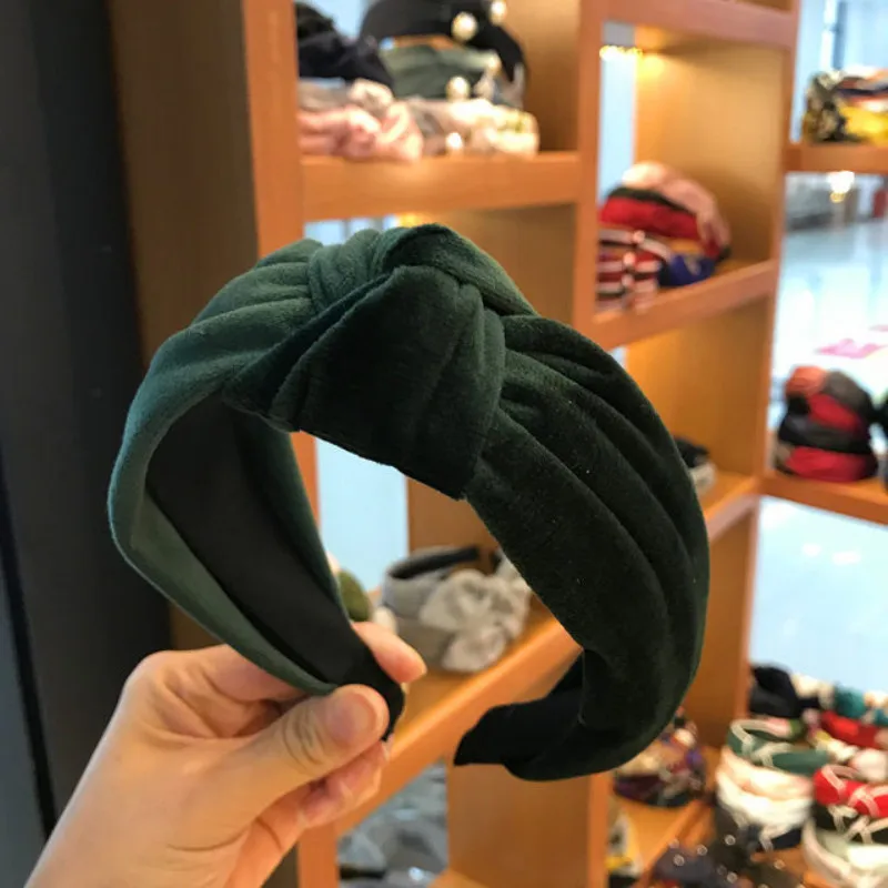 обруч Solid Color Knotted Headband For Women Soft Hairbands Girls Wide Hair Bands Hoop Hair Accessory ободок для волос бархат
