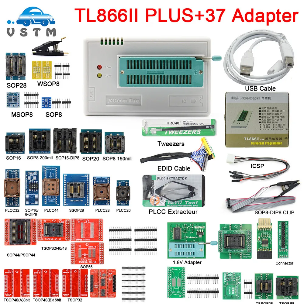 2021 новейший оригинальный V11.3 TL866II Plus Универсальный программатор + Полные Адаптеры