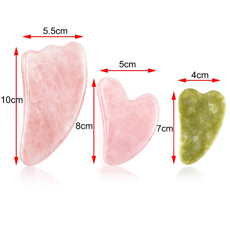 Natural Rose Quartz Jade Guasha Scraper Board Massager for Face Body Gouache Scraper Skin Lifting Wrinkle Remover Beauty Care