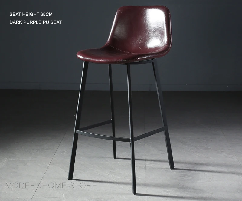 Дизайн в скандинавском стиле, лидер продаж, с фабрики, стул для кухни из искусственной кожи, мягкий чехол, барная стойка, стул, 1 шт - Цвет: SH65 PURPLE