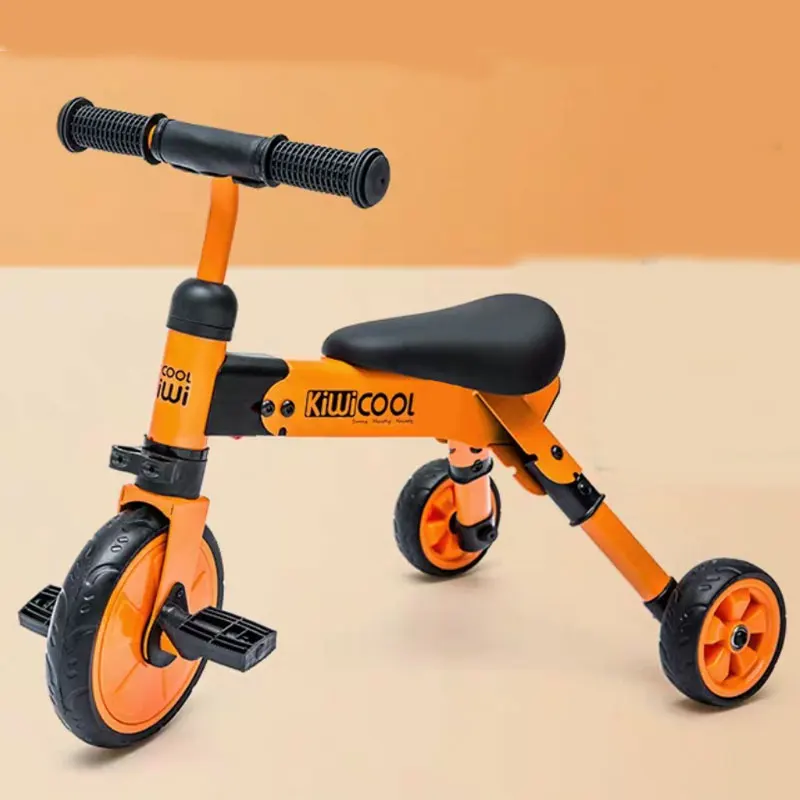  Child Foldable Tricycle Bicycle High Carbon Steel Frame Mute Suspension Tire Non Slip handle Light 