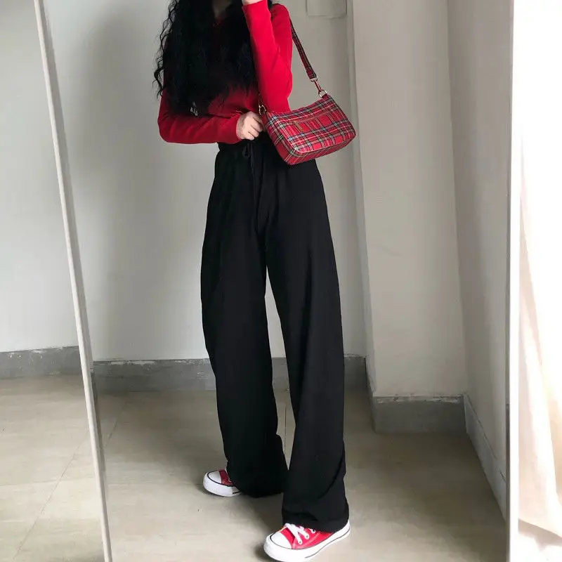 Korean Version of Casual Street Style Suitable for Summer Wear Thin Sweatpants Women Loose Straight Pants Long Woman Korean Version of Casual Street Style Suitable for Summer Wear Thin Sweatpants Women Loose Straight Pants Long Woman