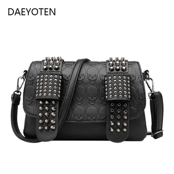 

DAEYOTEN 2020 New Skull Rivet Shoulder Bag Punk Style Crossbody Bags for Women Motorcycle Bag Luxury Handbag High Quality ZM0497