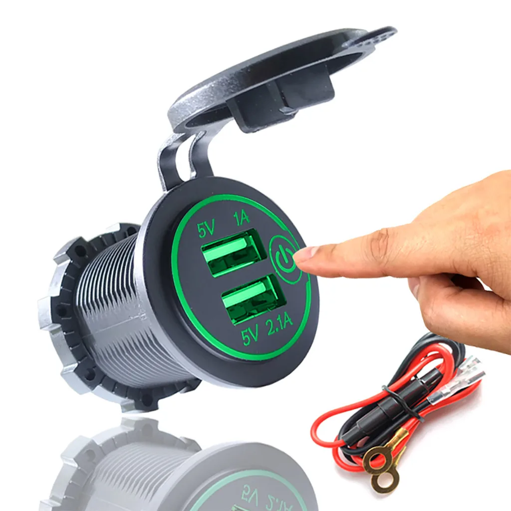 Огнестойкий ABS 12 V-24 V водонепроницаемый 3.1A& 4.2A& 4.8A двойной USB быстрое зарядное устройство розетка lue светильник красный светильник зеленый# BE