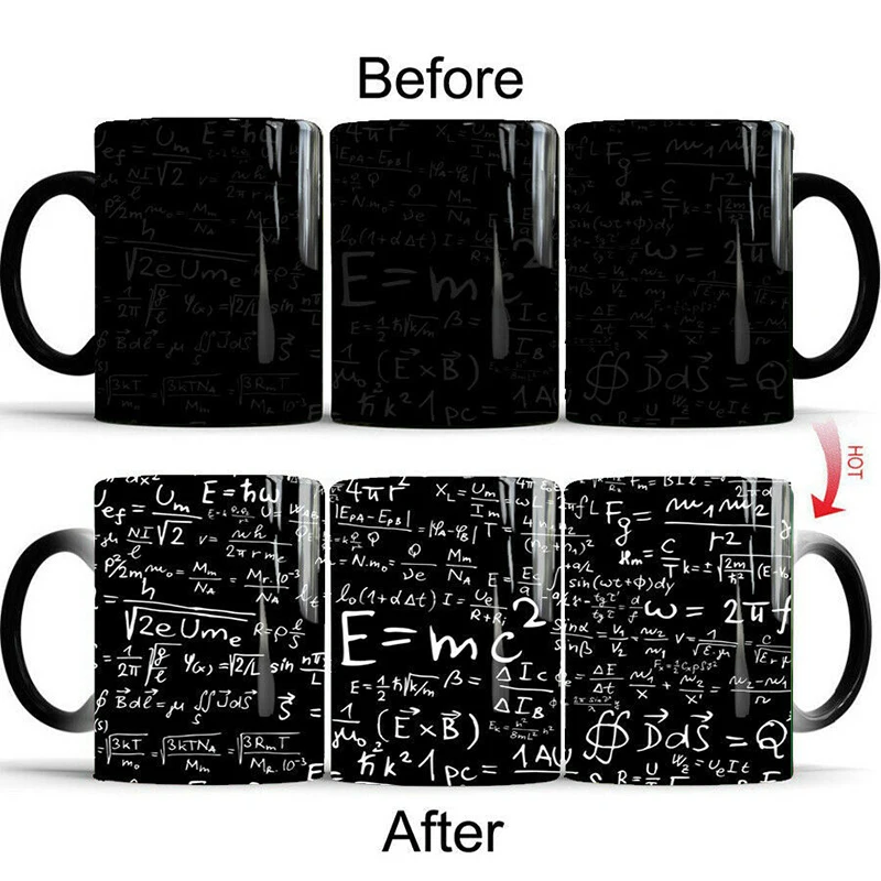 New Physical Mathematical Formula Color Change Mug Ceramic Cup Milk Tea Cup Coffee Mug Magic Mug Gift for Your Family Birthday