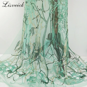 

1yard Gold wire heavy embroidery branch lace fabric diy wedding dress skirt clothing accessories