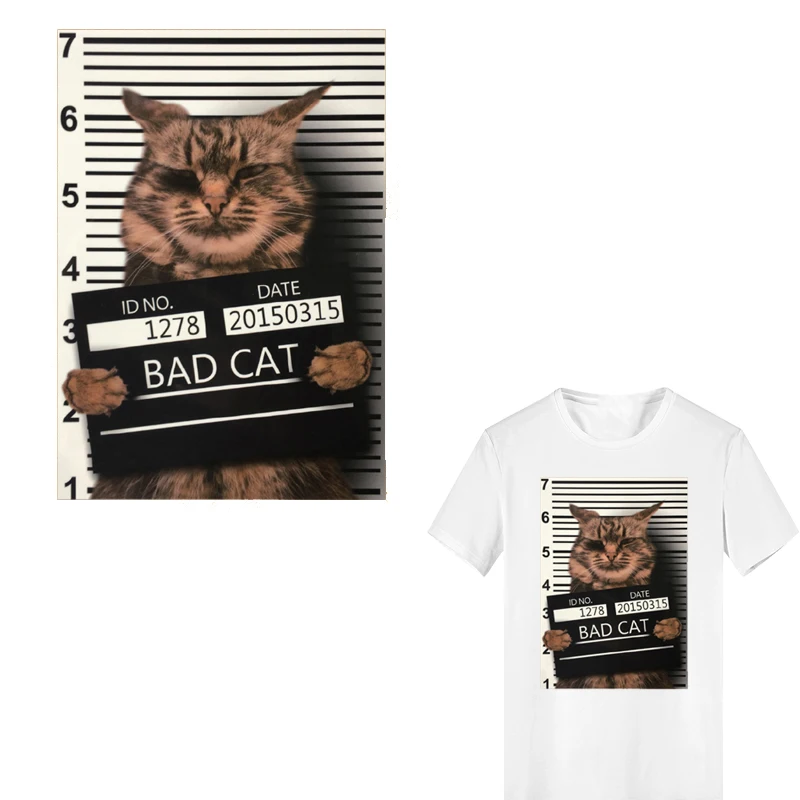 

Fashion Cute Patch DIY Clothes Cad Cat Stickers Thermal Transfer Printing Iron on Transfer Patches for Clothing T-shirt Women