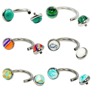 

6PCS Surgical Steel Circular Bead Ring Horseshoe Barbell Ring Ear Tragus Cartilage Helix Earring Labret LipRing Piercing Jewelry