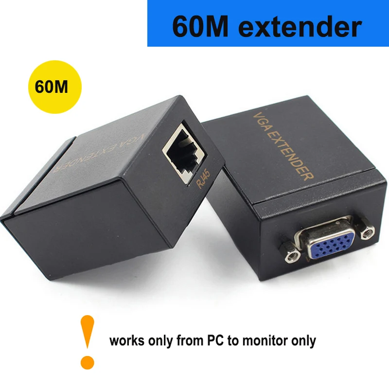 VGA UTP Extender VGA Extender RJ45 Extension Cable to Ethernet RJ45 Converter Repeater over cat5e/6 cable up to 100M/60M