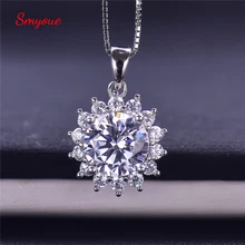 

Smyoue FL Flawless 3 2 1 Carat Round Moissanite Pendant For Women Sun Flower 925 Sterling Silver 18K Plated Weddding Necklace
