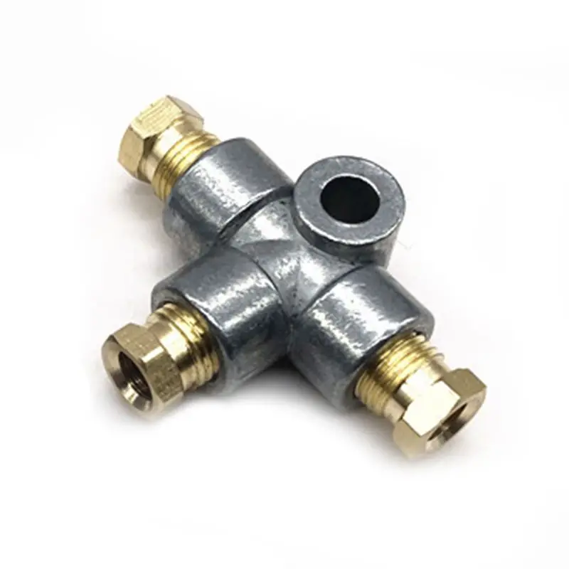 Fesjoy Brake Pipe Fittings 3 Way T Piece Brake M10 Tee 3//16 Pipe 10mm with 3 Male Nuts Short Union Metric