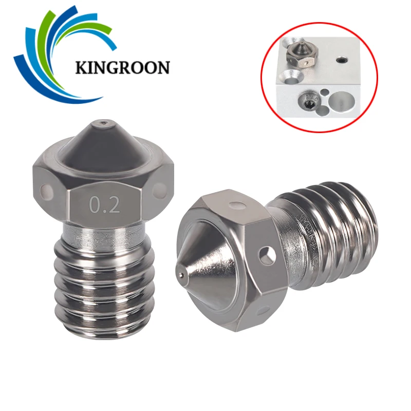 KINGROON 하드 스틸 E3D V6 노즐, 1.75mm 필라멘트 E3D 하드 스틸 노즐, V6 HOTEND M6 스레드 3D 프린터 압출기 노즐