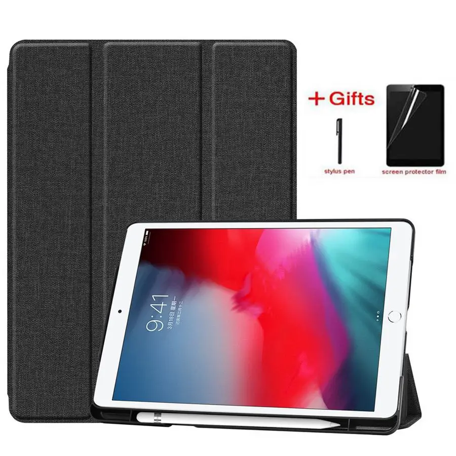 Новый умный чехол из искусственной кожи для iPad 10 2 2019 с держателем карандашей Air 3