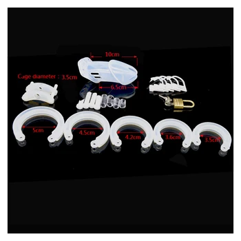 Male Silicone Cock Prison Chastity Device Cock Cages Sex Toys Penis Belt Lock With Five Penis Rings With Standard Short Cage 6