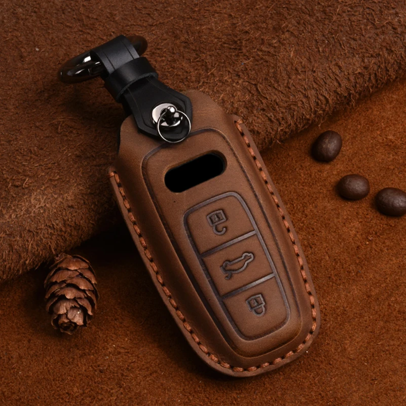 Custodia/cover per Chiave/telecomando in Cuoio Per Audi A1 A3 A4 A5 Q7 A6 C5 C6 Supporto da Auto Borsette A Distanza copertura Auto-Styling portachiavi - H4f9212094e3c4fbf83de27827bdaf91cE