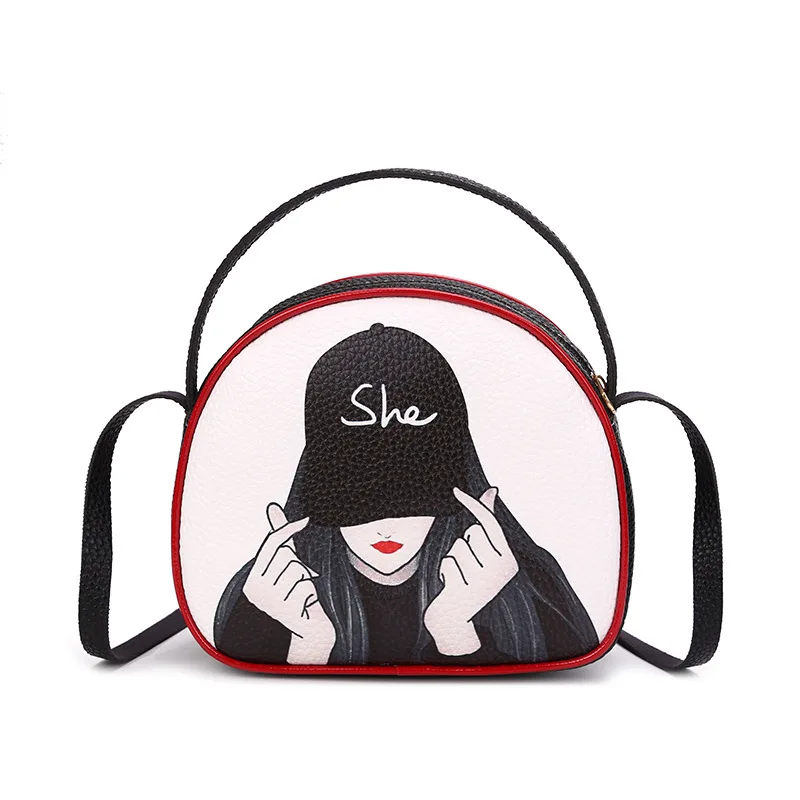 

Korean Style Cool Printing with Contrast Color Fashion Style Messenger Bag 2020 New Women's Embossed Leather Handbag women bag