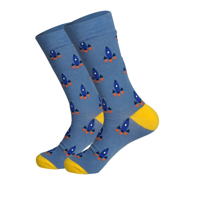 Downstairs Quality Mens Happy Socks 27Colors Streetwear Hip Hop Young Man Fashion Combed Cotton Calcetines Largos Hombre - Цвет: rocket
