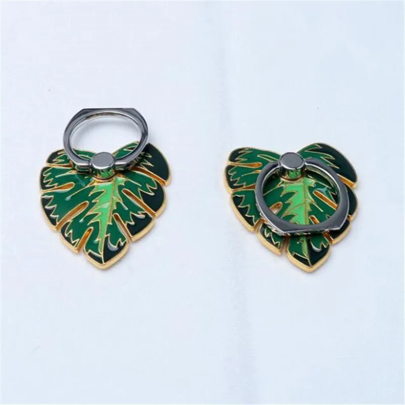 Metal Green Tree Leaves Ring Phone holder Car Mount Stand Finger Ring Smartphone Holder Mobile Phone Holder For All Phone