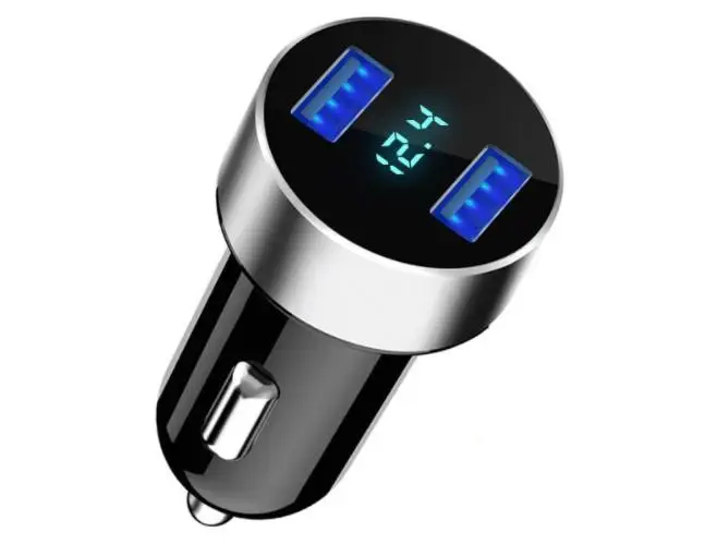 50pcs Car Charger Cigarette Lighter Dual USB Intelligent Fast-Charging Head Multi-Function HY-36