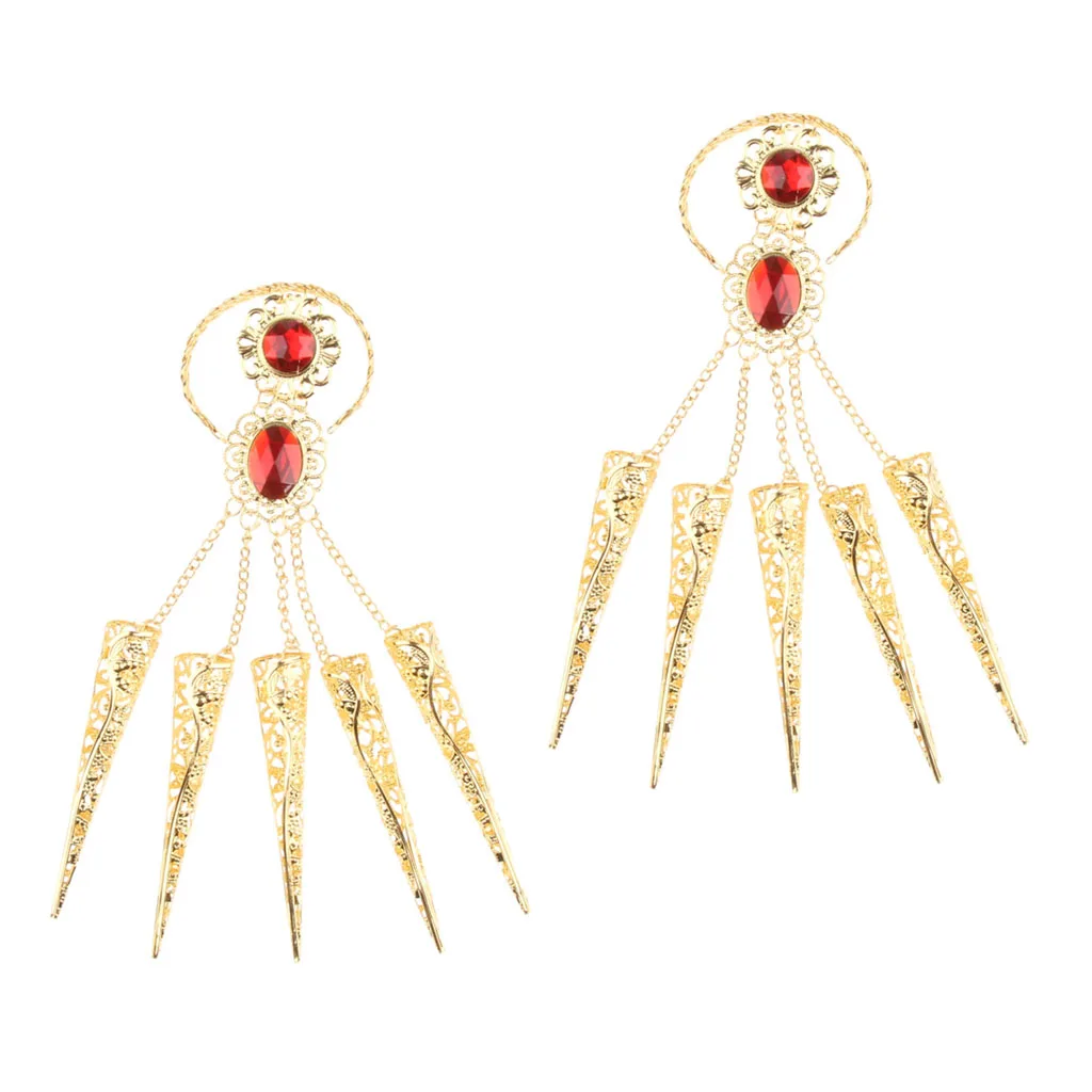 2x Women's Girl's Dancing Finger Jewelry Belly Dance Nail Finger Indian Thai