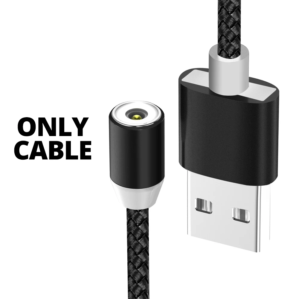 ANMONE Магнитный кабель Micro usb type C Магнитный зарядный кабель для iPhone huawei samsung Android мобильный телефон 2 м кабель - Цвет: Only Black Cable