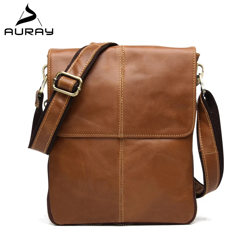 

AURAY Vintage Fashion Shoulder Crossbody Bags For Men Man Genuine Leather Cross Body Messenger Bag Men Leather Luxury Handbags