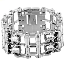 Панк, никогда не выцветает, 316 нержавеющая сталь, несколько головок черепа, очаровательный браслет для мужчин, байкер, ручная цепочка, браслет, Прямая поставка, ювелирное изделие